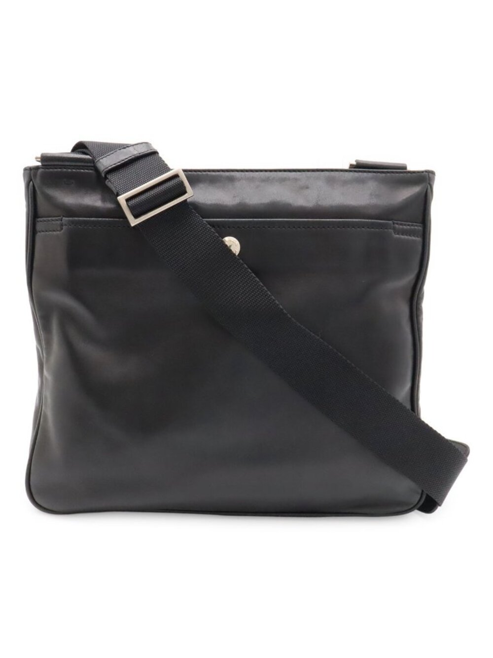 Prada Triangle Logo Shoulder Bag Cross Nappa Leather Nero Black Silver Overseas